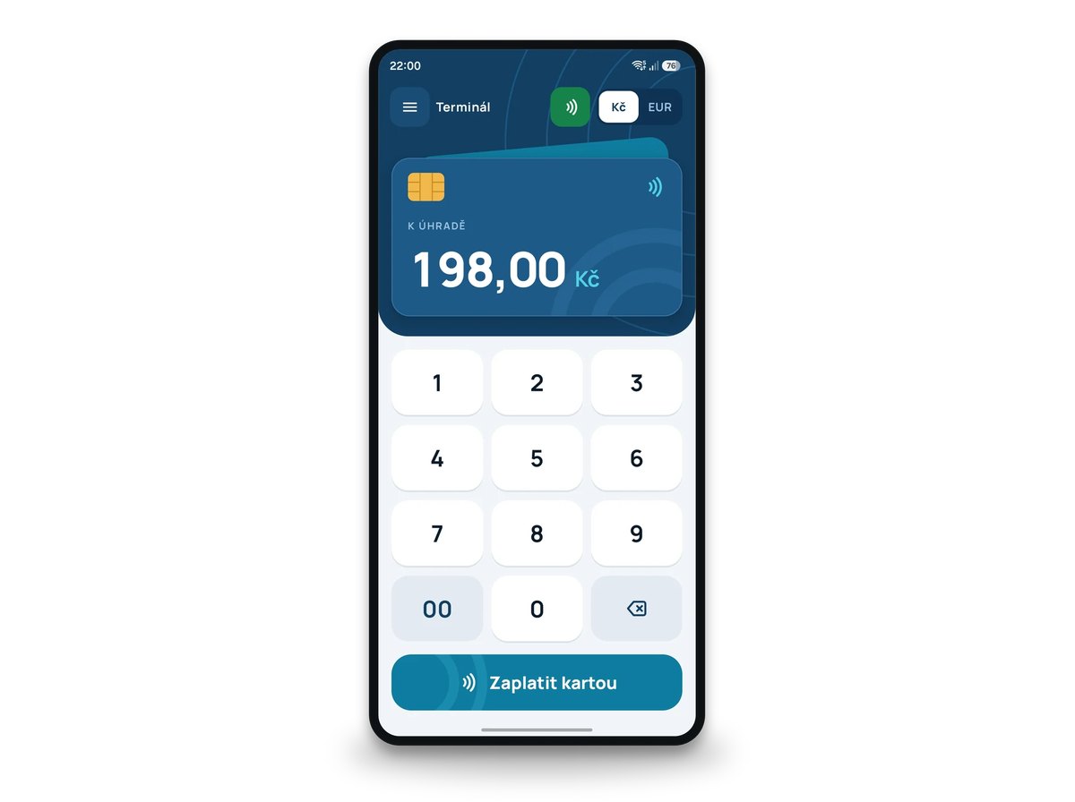 Telefon s aplikací Terminál do mobilu